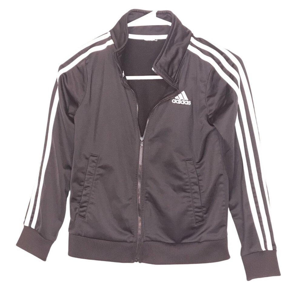 Adidas zip up sweatshirt stripes jacket black Y M